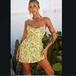 Yellow Floral Mini Dress